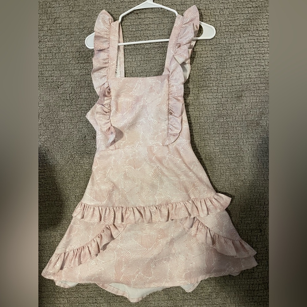 Pink and White Ruffle Boutique Dress, Size Medium